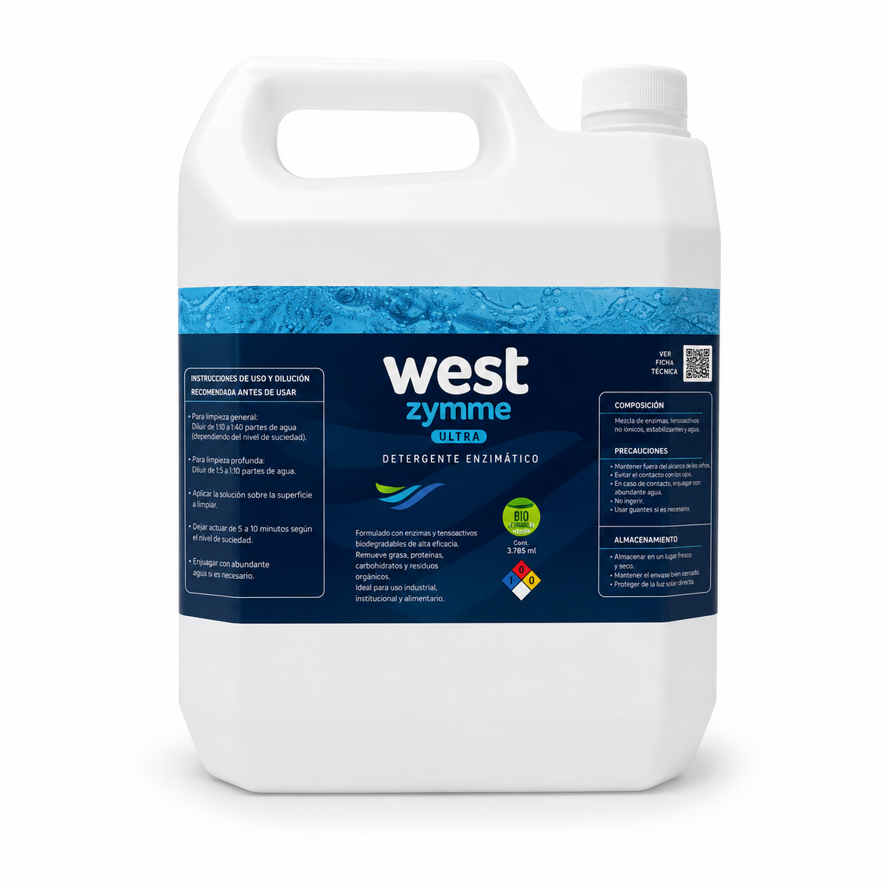West Zymme Ultra Detergente Enzimático 3.785ml M. Quirúrgico