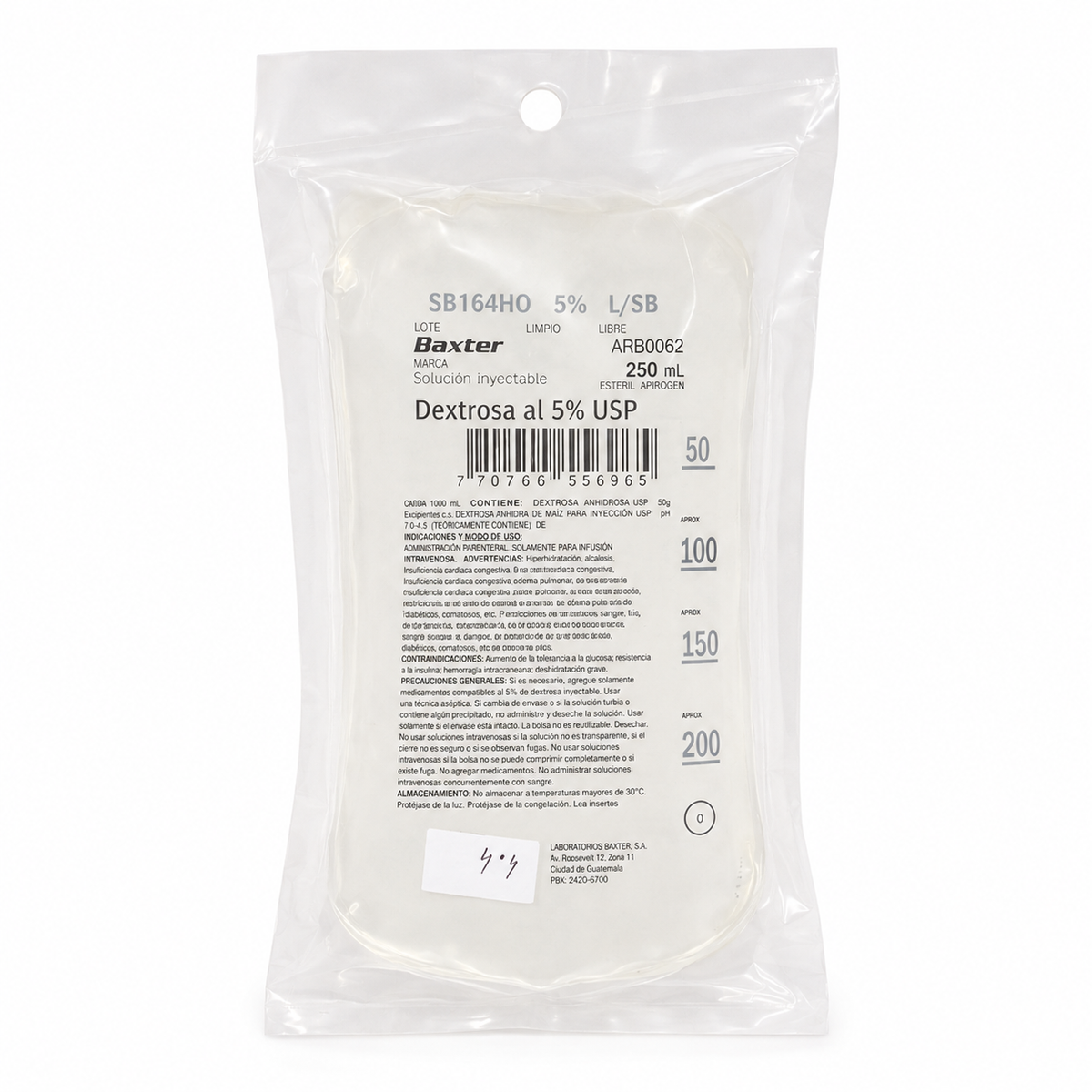 Dextrosa 5% Agua 250 ml ARB0062