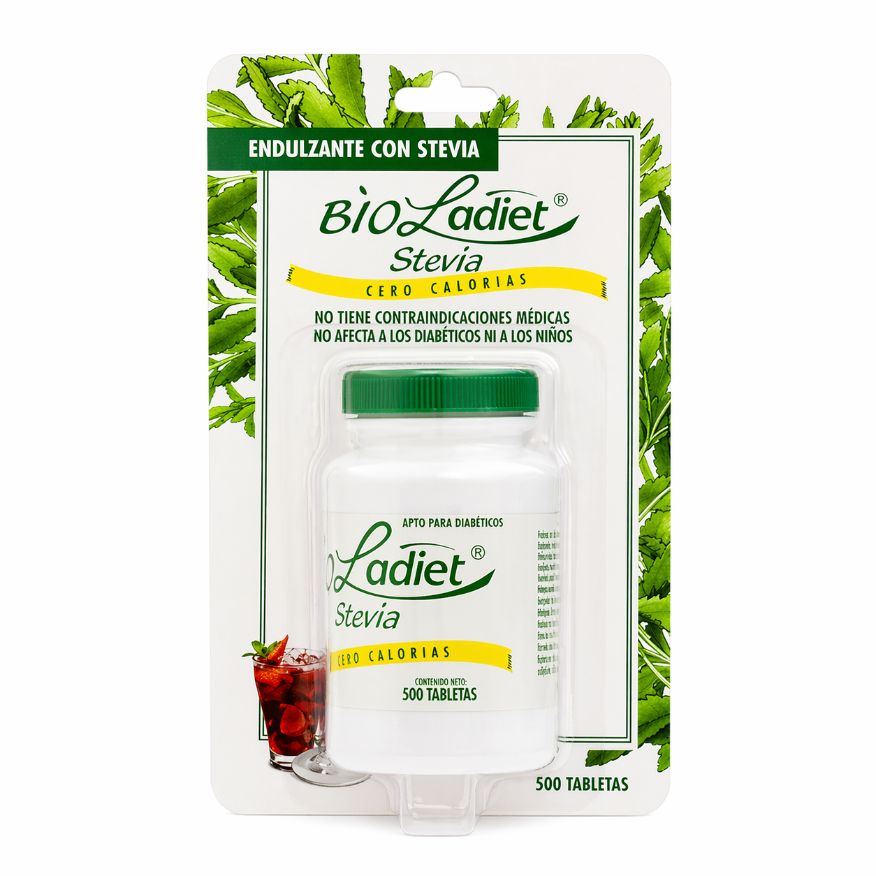 Edulcorante Ladiet con aspartame y acesulfame K 500 tabletas presentación en frasco para bebidas sin azúcar