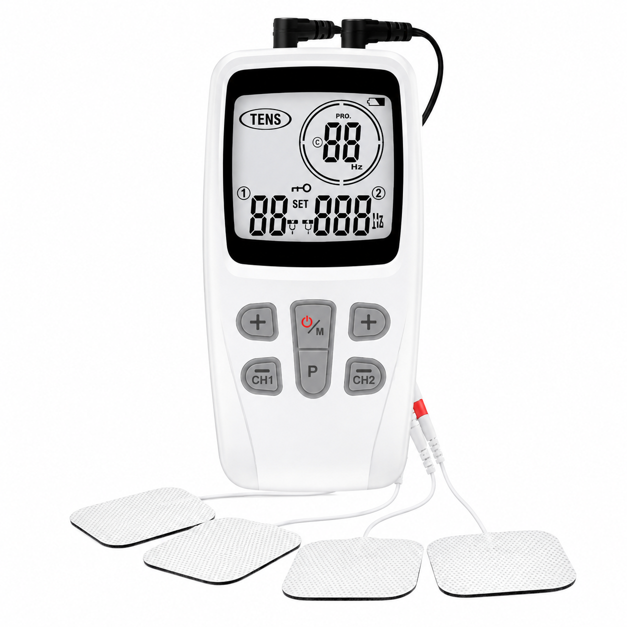 Set de electroterapia digital Lifen referencia R-C4D con 10 modos de estimulación para terapia y recuperación muscular.