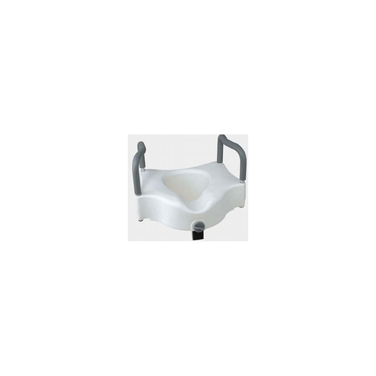 Elevador sanitario MCO FS8141, con seguro y apoyabrazos, fabricado en metal, color blanco, diseñado para facilitar el acceso al inodoro.