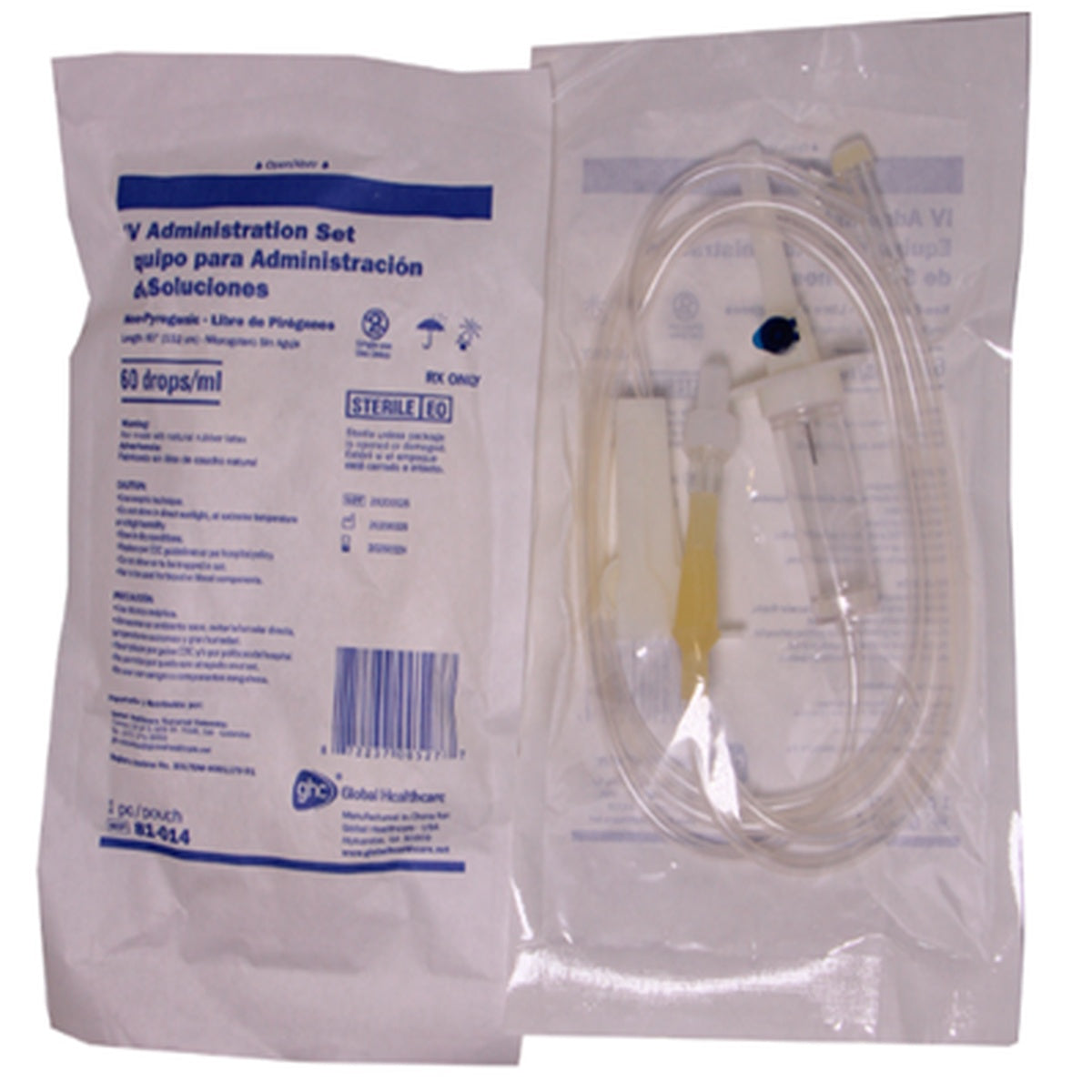 Equipo microgotero GHC 81-014 de Global Healthcare, estéril y desechable, 152 cm de longitud, con cámara de goteo y puerto en "Y".