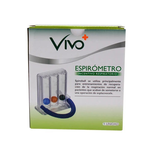 Espirometro Incentivo Respiratorio 3B de 1200cc, color azul, con diseño ergonómico y escala de medición clara, sobre fondo blanco.
