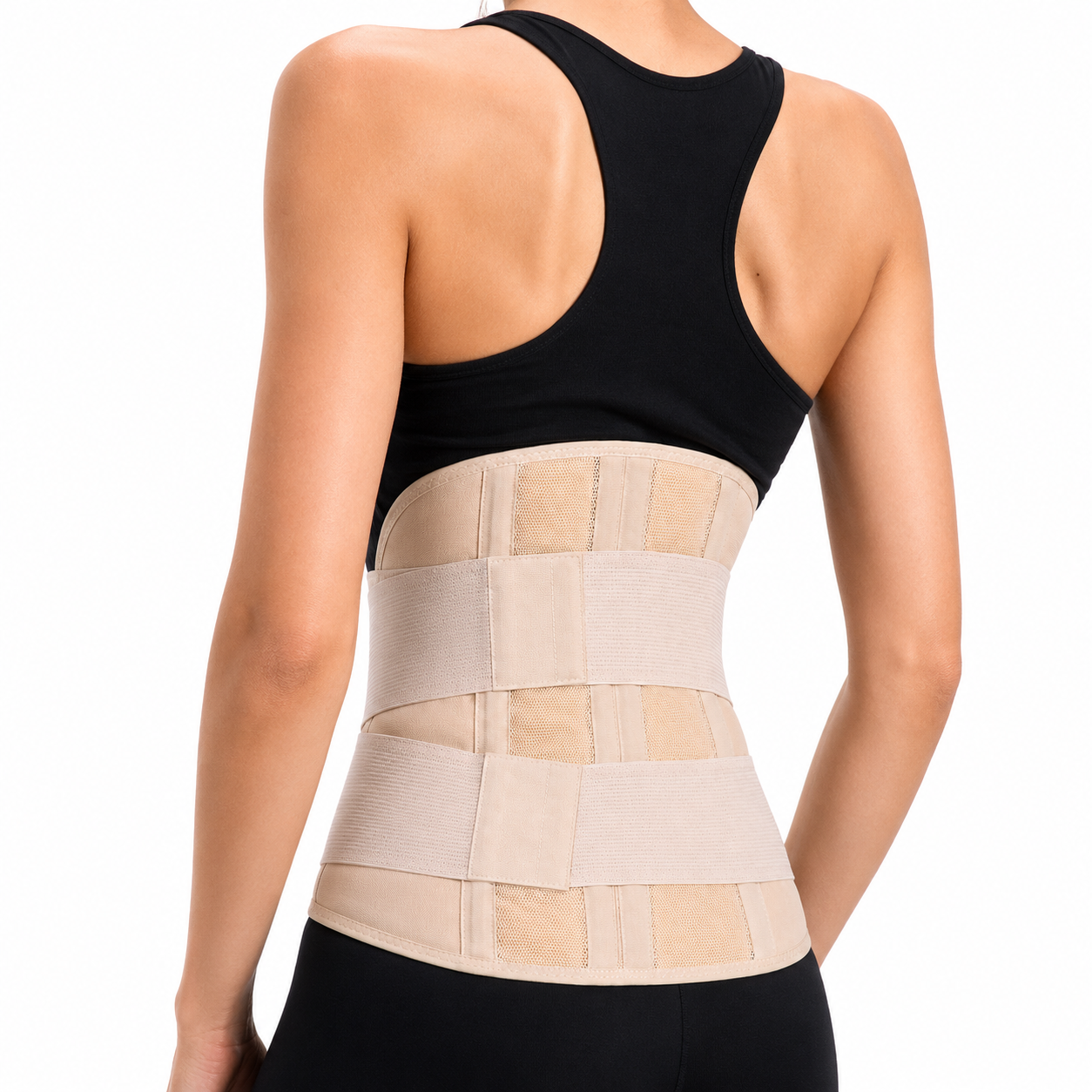Faja lumbar lumbosacra tipo Camp talla S, referencia KM003, diseñada para brindar soporte, compresión y estabilidad en la zona lumbar.