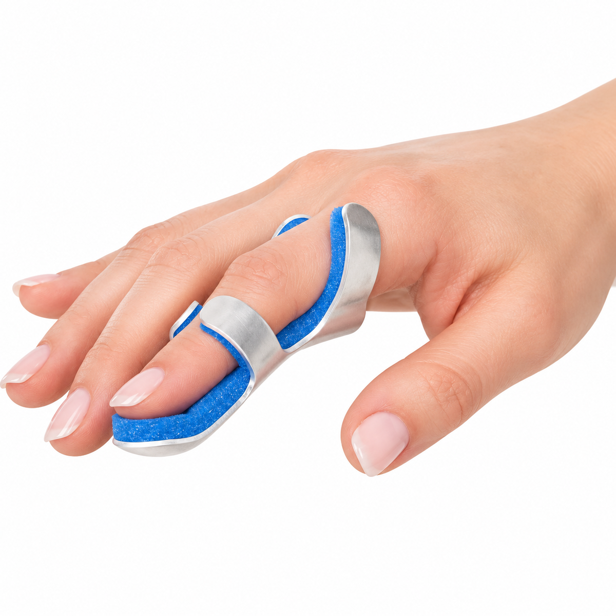 Férula para dedo Pura+ Avimex con diseño ajustable, diseñada para brindar soporte, protección e inmovilización.