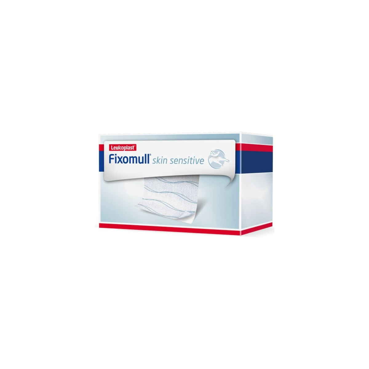 Cinta adhesiva médica LEUKOPLAST® FIXOMULL® SKIN SENSITIVE de BSN MEDICAL, color blanco, diseñada para pieles sensibles, en rollo de 10 cm x 5 m.