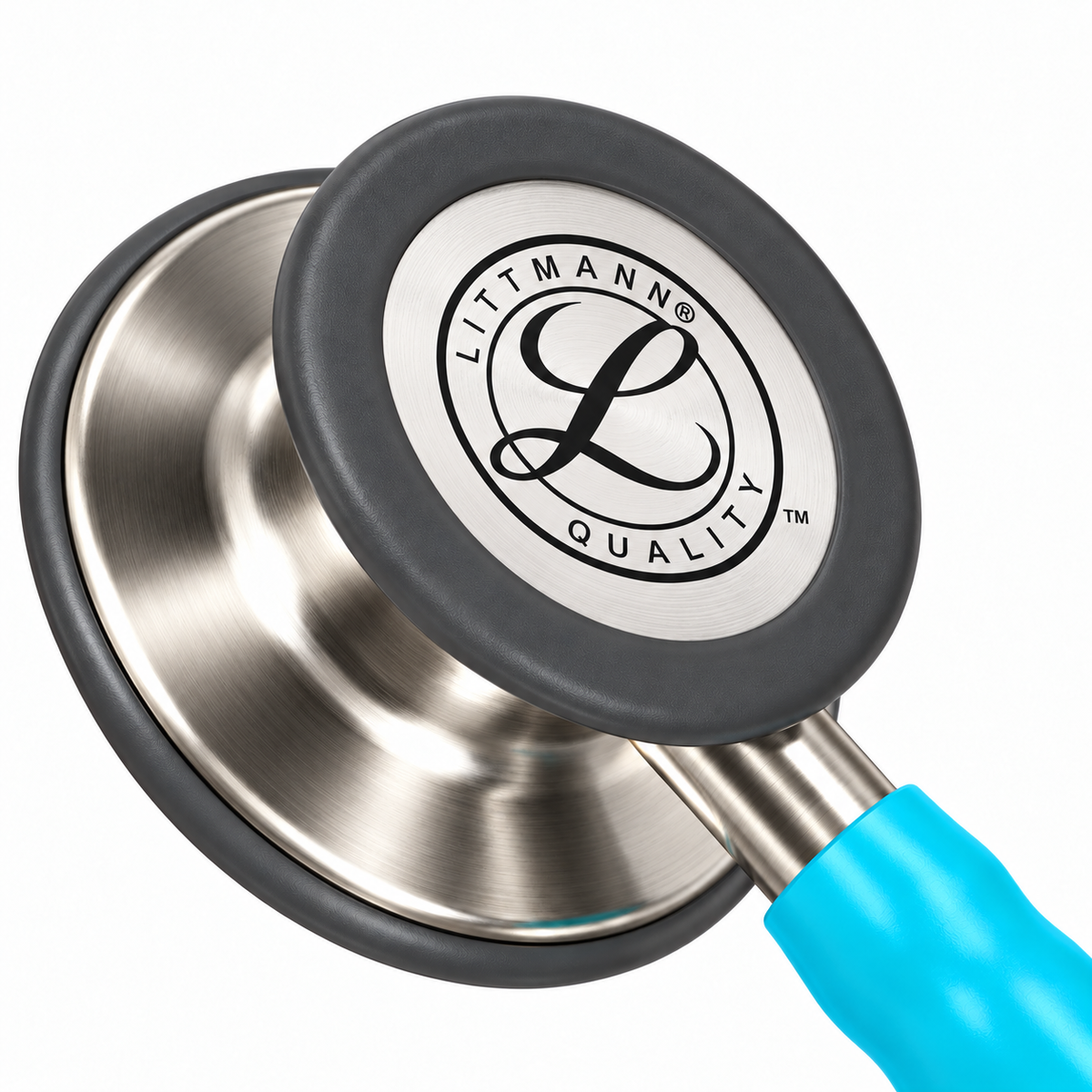 Fonendo profesional Littmann Classic III 5835 color turquesa, con tubo de 27 pulgadas para exploración y auscultación clínica.