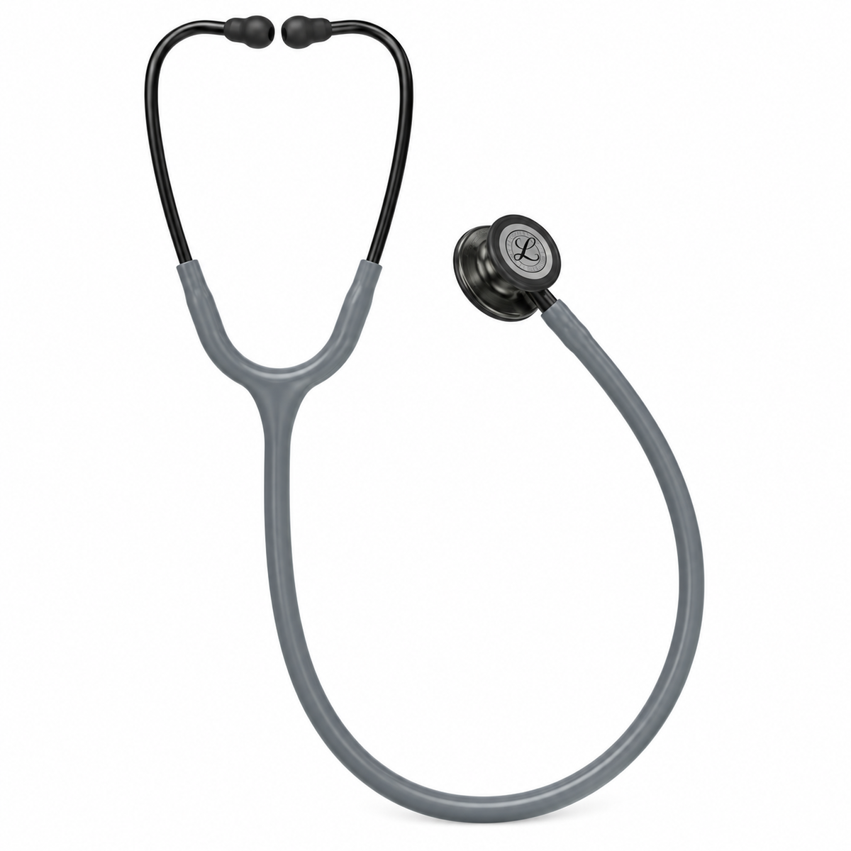 Fonendoscopio 3M Littmann Classic III con campana color humo y tubo gris para auscultación clínica profesional.