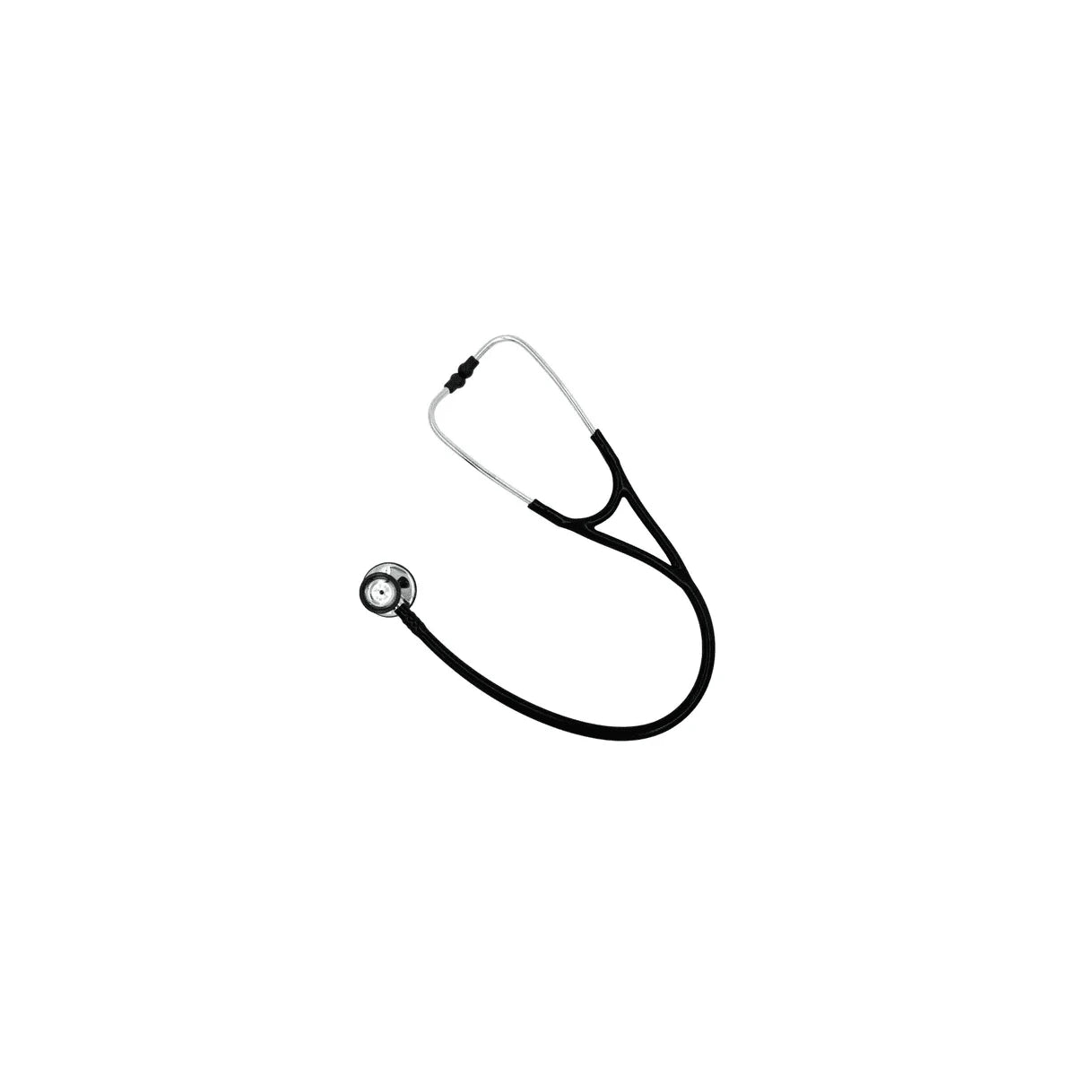 Fonendoscopio OIS 500 Cardiology en color negro, modelo GMD30-DCK-ST20, con campana doble y manguera de PVC.