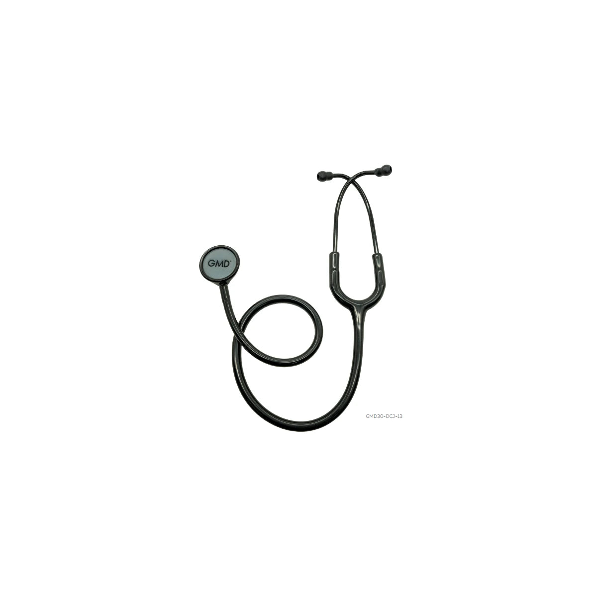 Fonendoscopio OIS Vet Ref. GMD30-DCJ-103A, color negro, con campana de acero inoxidable y manguera flexible, diseñado para uso veterinario.