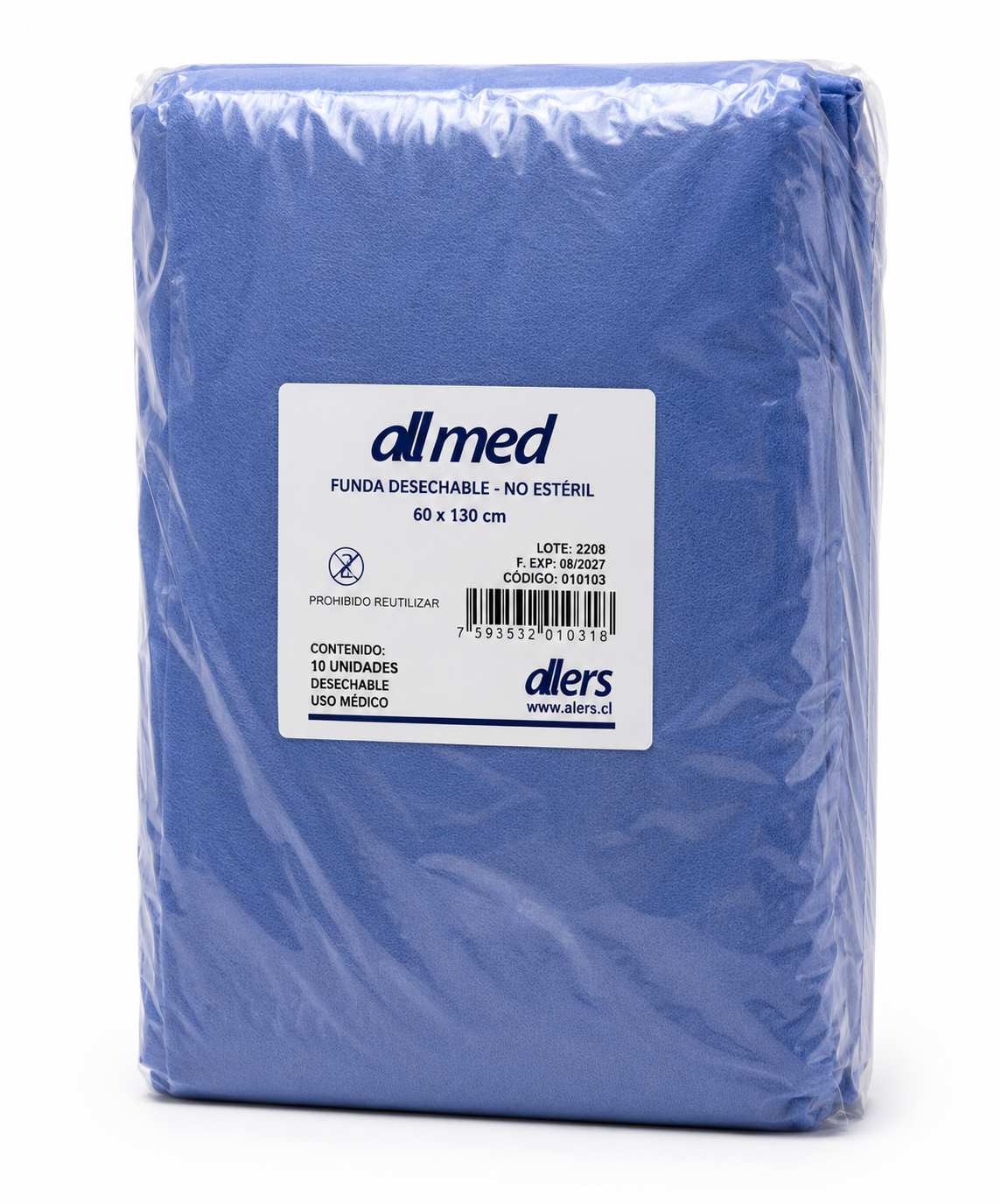Funda Desechable Azul 60x130 cm Paq. 10 Und - Allmed