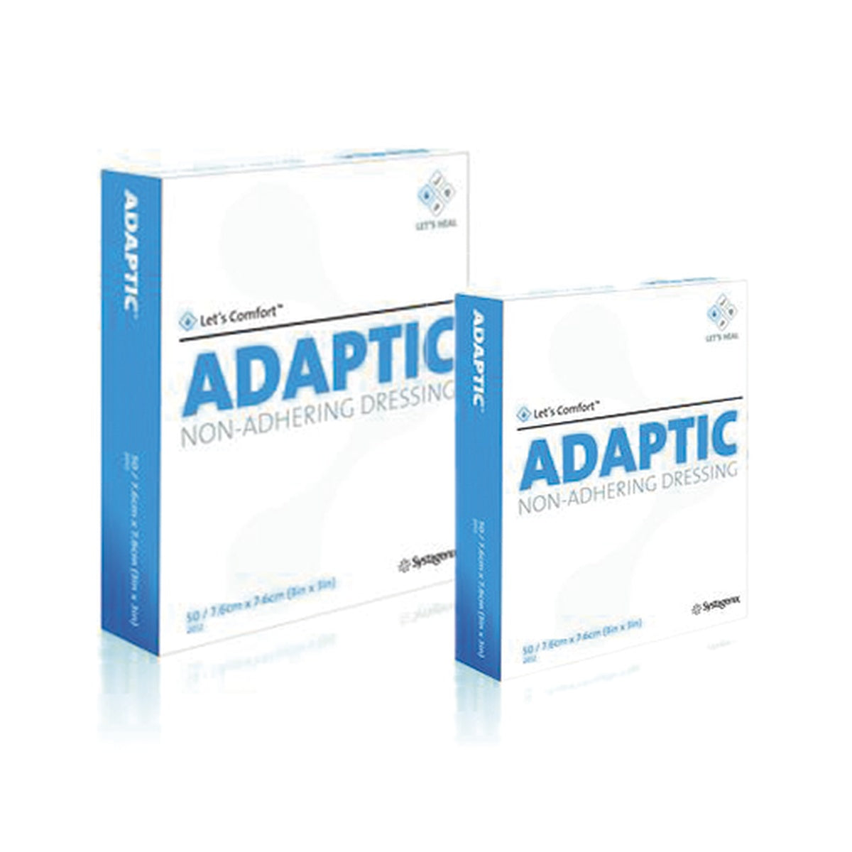 Apósito primario ADAPTIC® de 7,6 cm x 7,6 cm, malla abierta de acetato de celulosa recubierta con petrolato, flexible y no adherente.