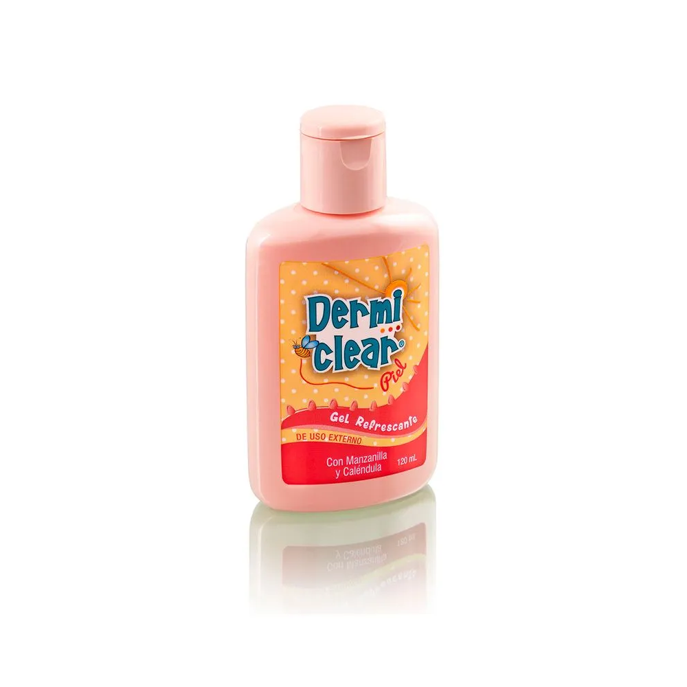 Gel calmante de camomila DERMICLEAR 120 ml ECAR, presentación del producto para cuidado e hidratación de la piel.