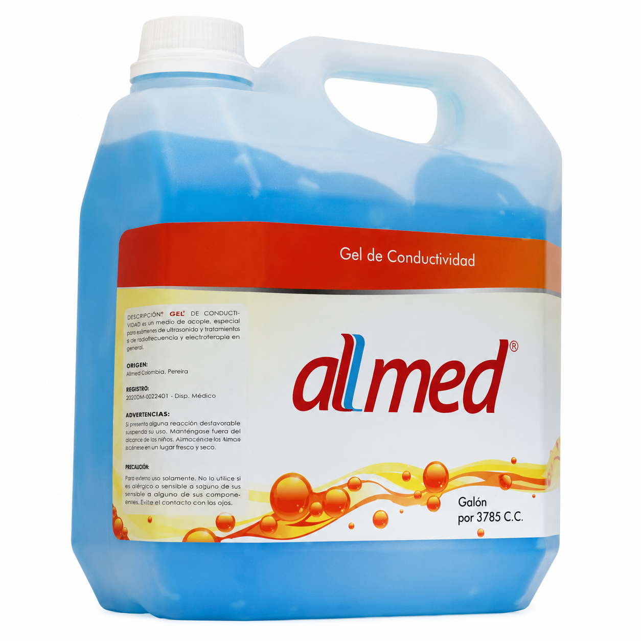 Gel de conductividad ultrasonido Allmed azul 3785 cc tipo jalea para uso médico