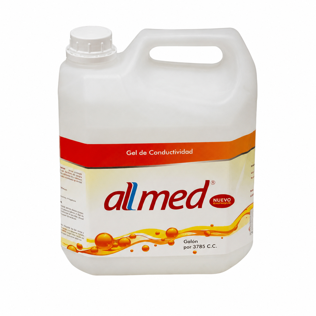 Gel de Conductividad Ultrasonido Transparente Allmed 3785 cc tipo jalea para procedimientos médicos y estudios de ultrasonido.