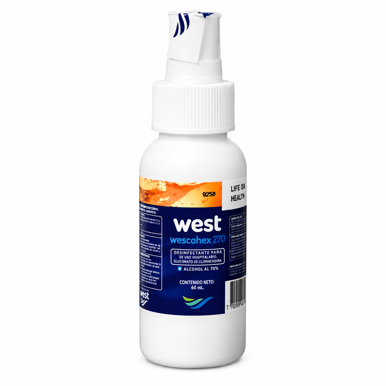 WESCOHEX 270 Clorhexidina 2% y Alcohol 70% 60ml - West