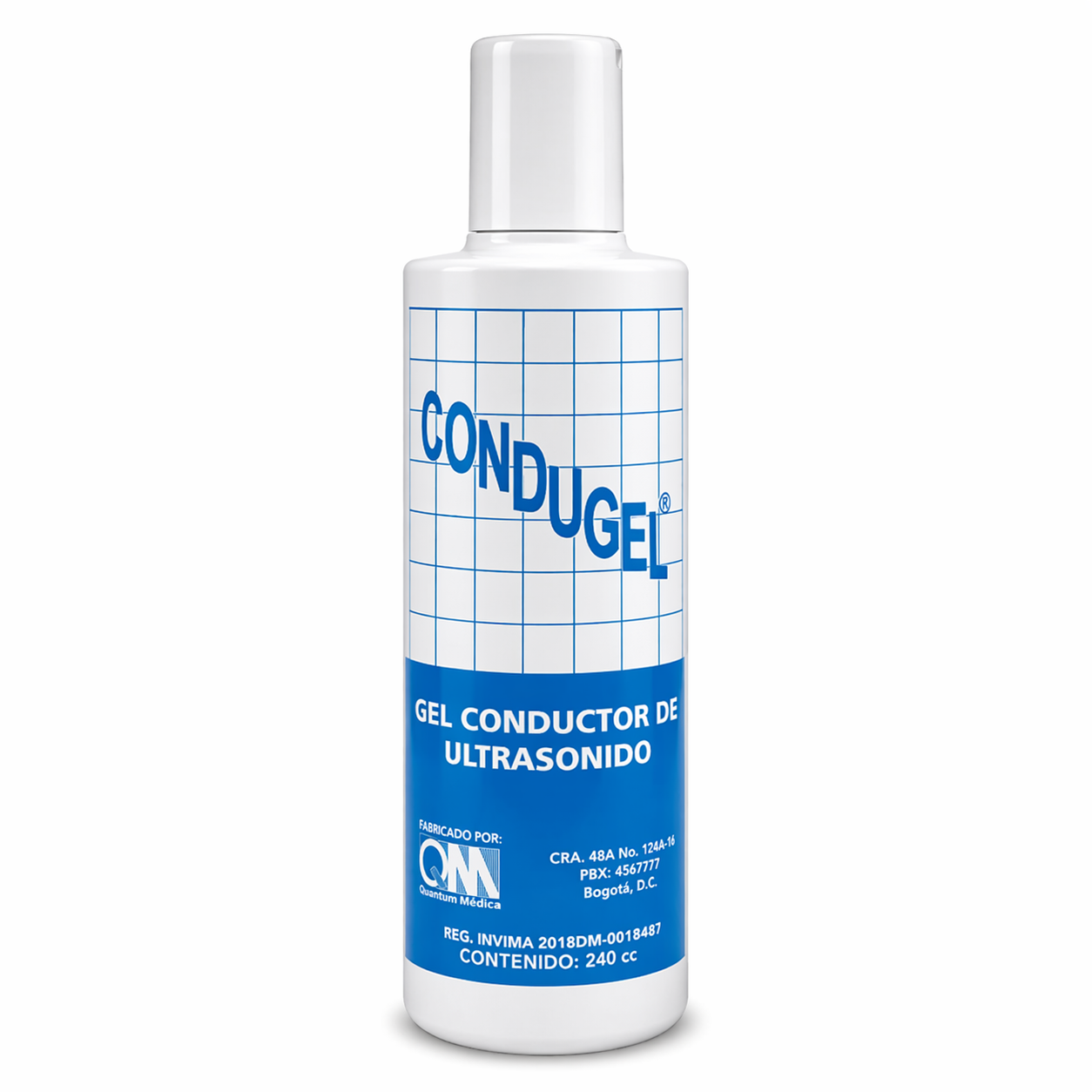 Gel de ultrasonido Condugel 240cc transparente, conductor para ecografías y uso médico profesional