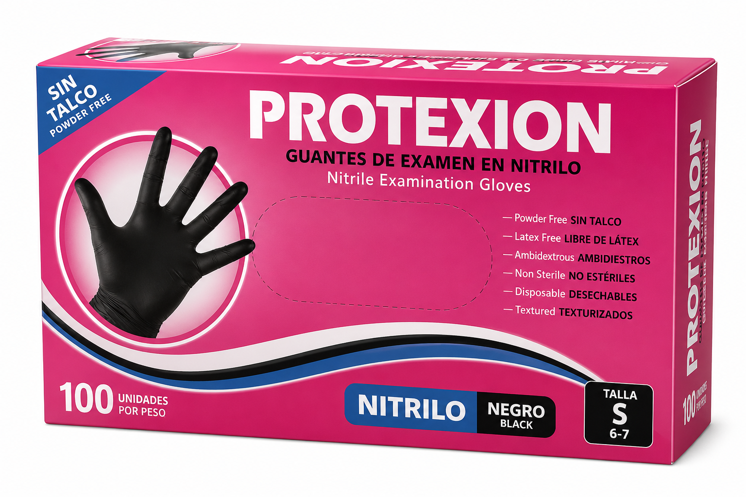 Guante Examen Nitrilo Protexion Negro Talla S - Cja 100 Und
