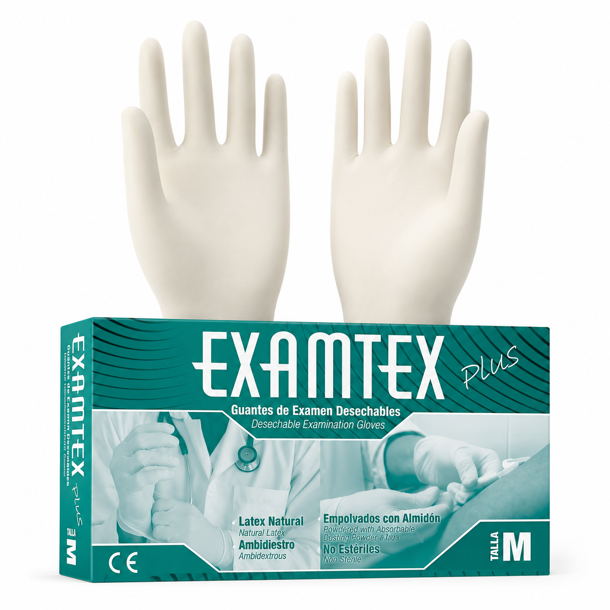 Guante Latex Liso Examtex Talla M - Cja 100 Und Protex