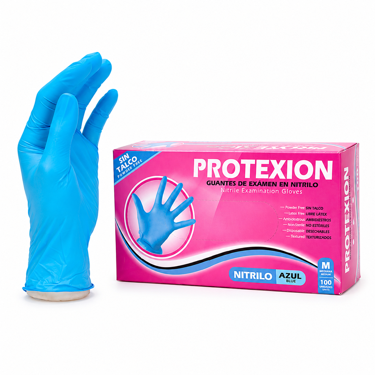 Guante Nitrilo Azul Talla M - Protex Caja x 100