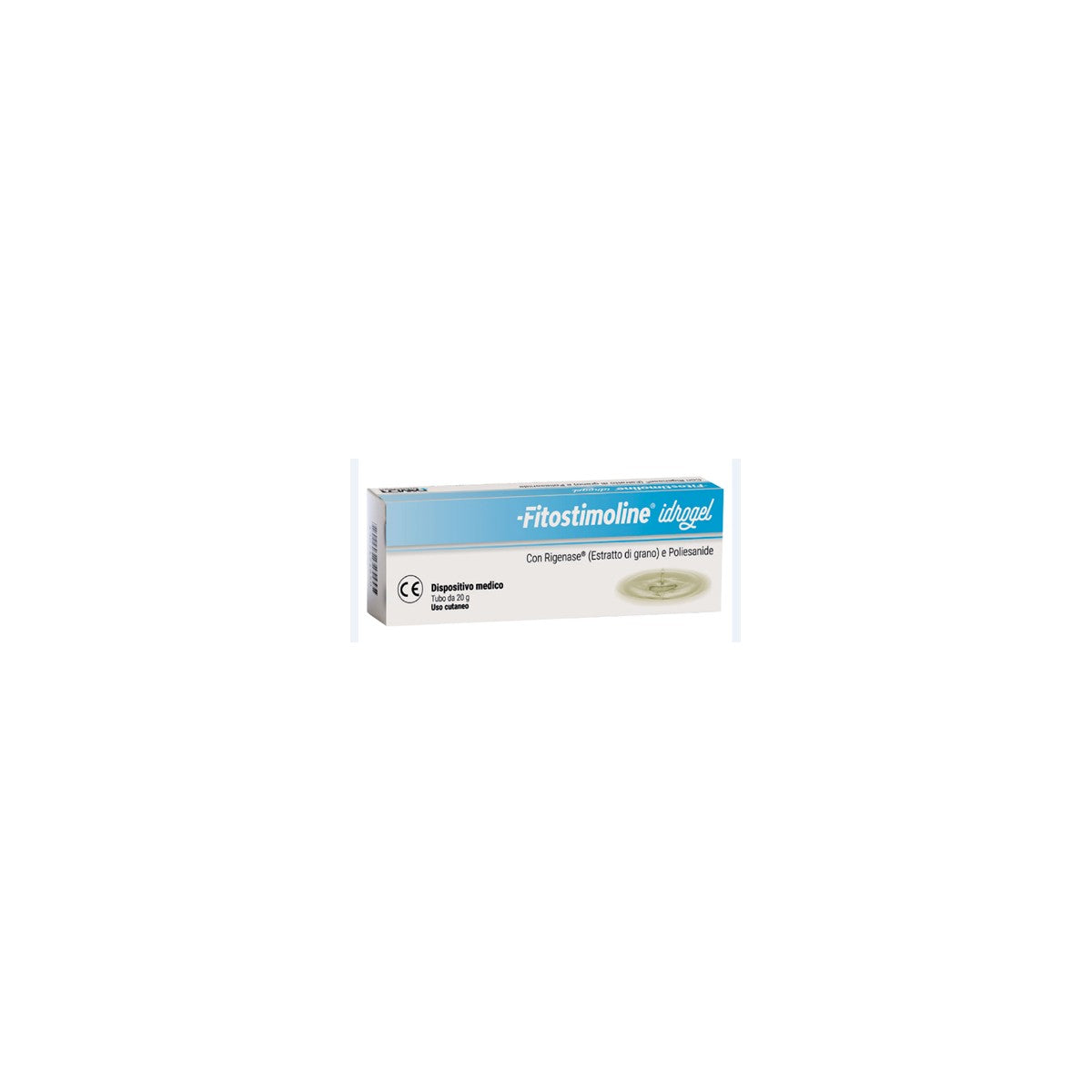 Fitostimoline Hidrogel 20g, gel transparente para el cuidado avanzado de la piel, presentado en un tubo de 20 gramos.