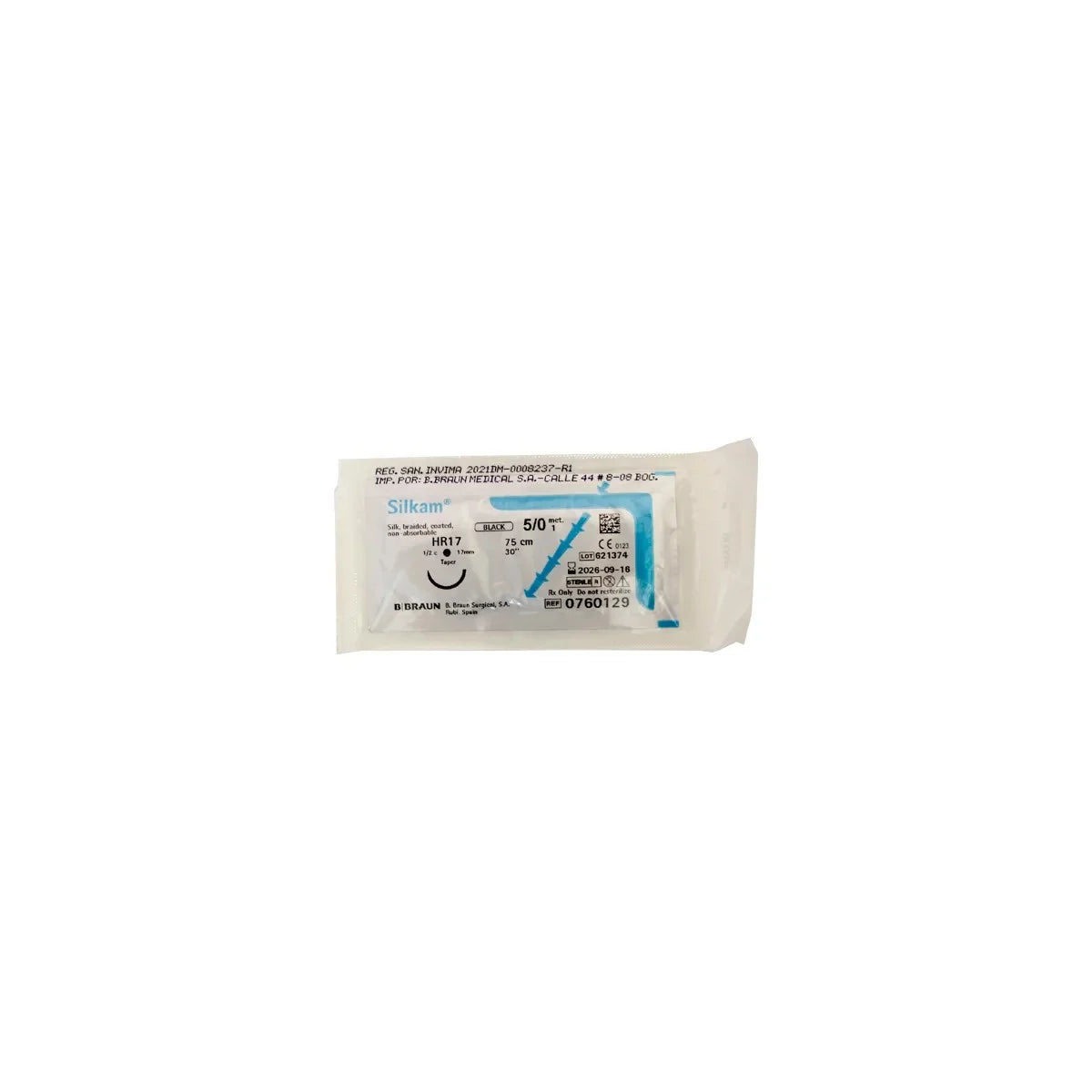 Sutura quirúrgica DAFILON® de poliamida, monofilar, no absorbible, color azul o negro, presentada en blíster, para aproximación de tejidos blandos.