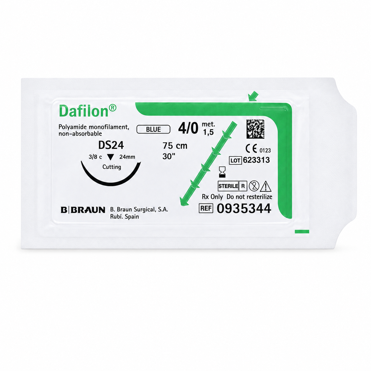 DAFILON 4/0 DS24 Hilo Quirúrgico 75cm Braun