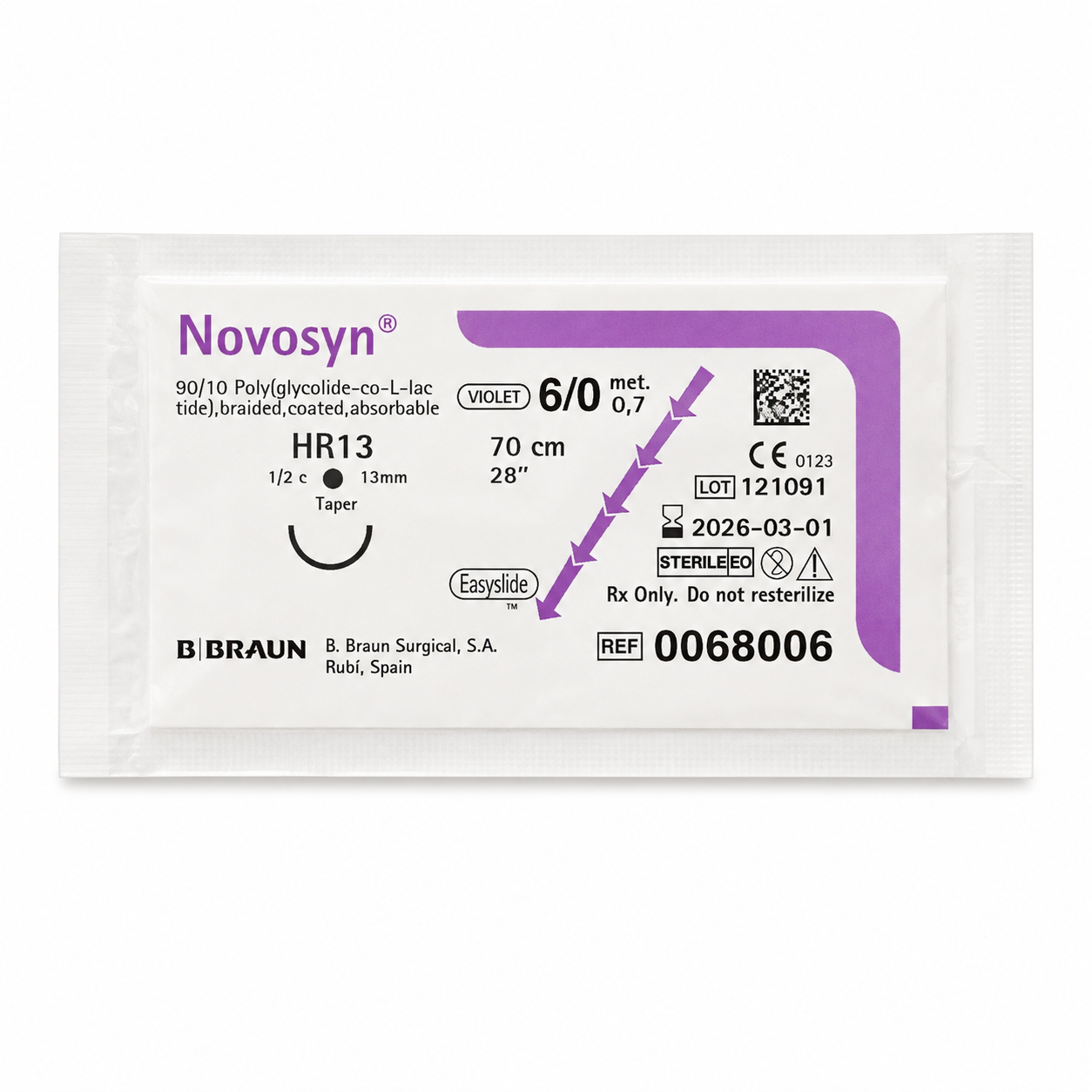 Braun Novosyn Incoloro 6/0 DS12 Hilo Quirúrgico 45cm