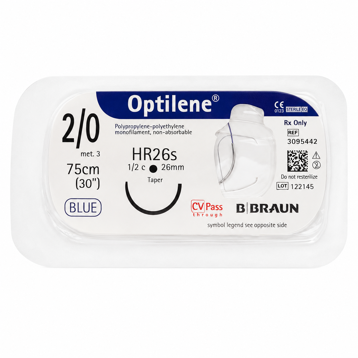 Braun Optilene 2/0 HR26S Hilo Quirúrgico 75cm
