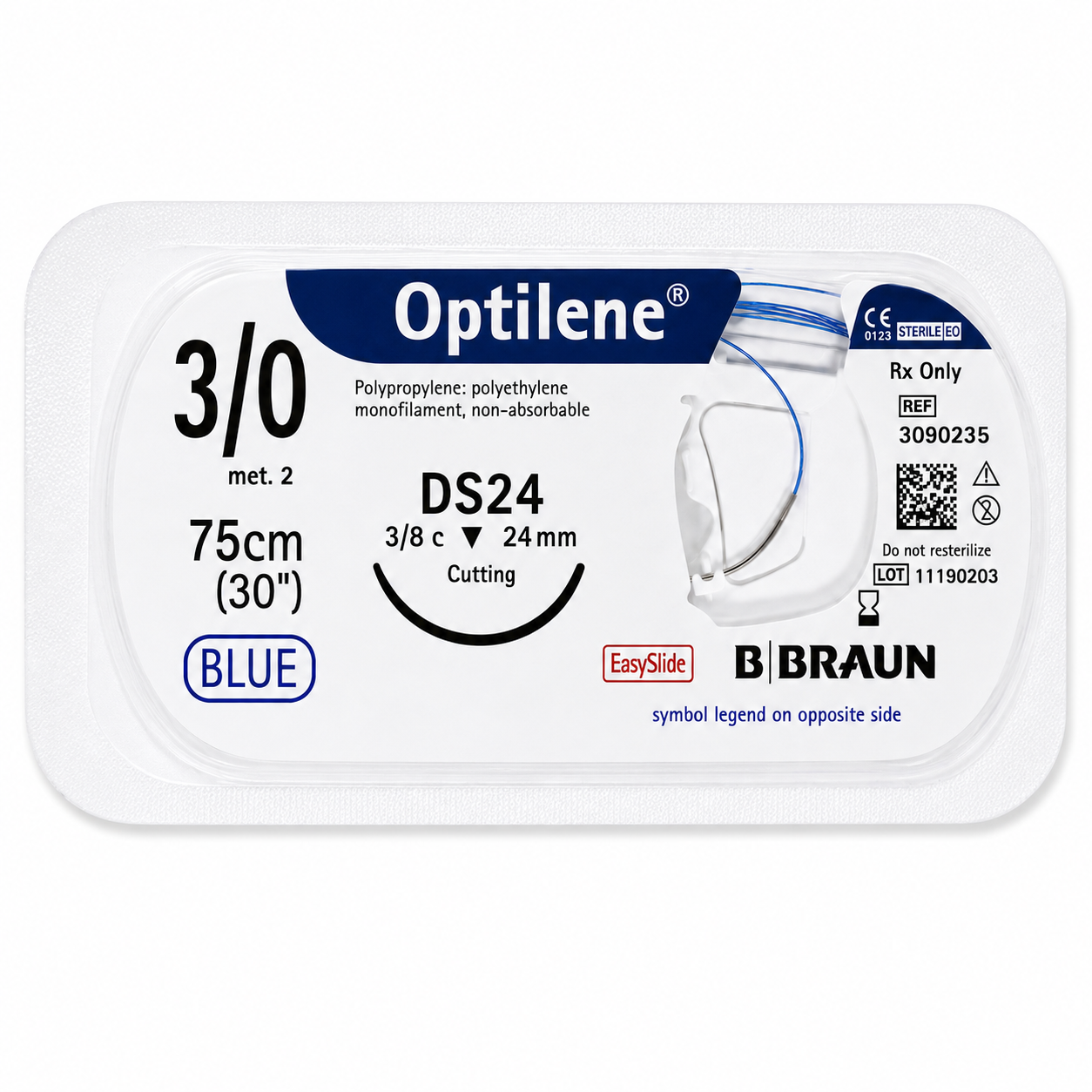 Braun Optilene 3/0 DS24 Hilo Quirúrgico 75cm