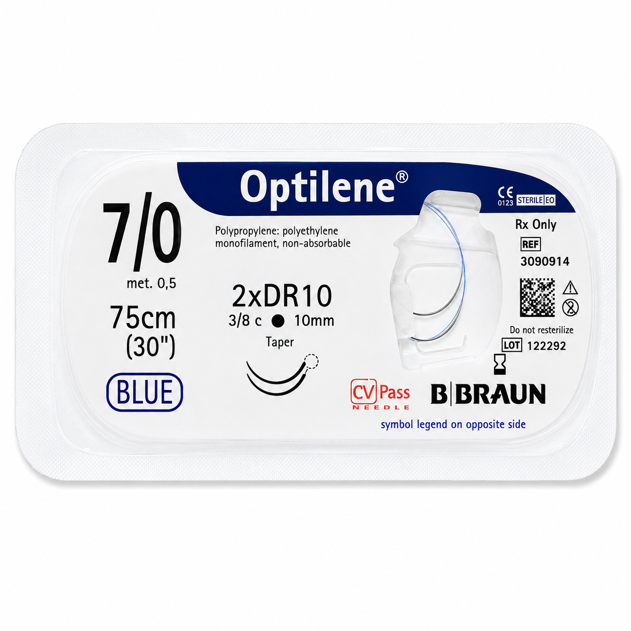 Braun Optilene 7/0 2xDR10 Hilo Quirúrgico 75cm