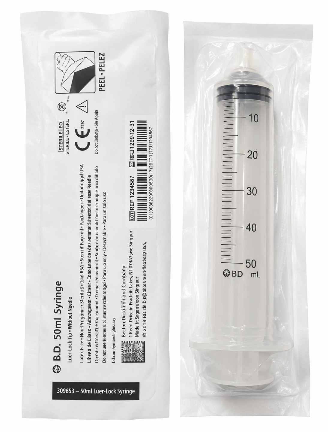 Jeringa B.D 50 ML Sin Aguja 3 Partes - Reemp. 309653