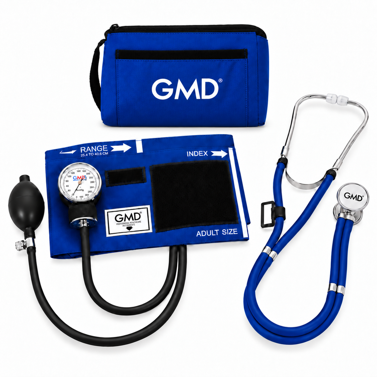 Kit Colors azul de tensiómetro y fonendo Rappaport de doble campana para medición de presión arterial y auscultación clínica.