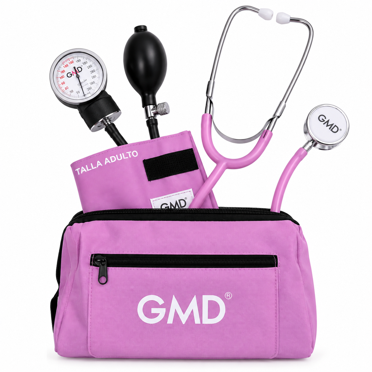 Kit Colors GMD con tensiómetro y fonendoscopio de doble campana, referencia GMD50-DC-T16, diseñado para apoyar la medición de presión arterial y la auscultación clínica.