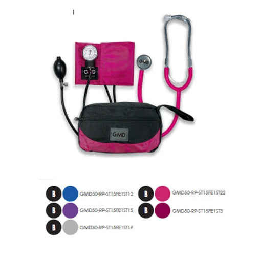 Kit F.C. Tensiom+Fonendo Doble Campana Rappaport en estuche, incluye tensiómetro y fonendoscopio en color negro, diseño compacto.