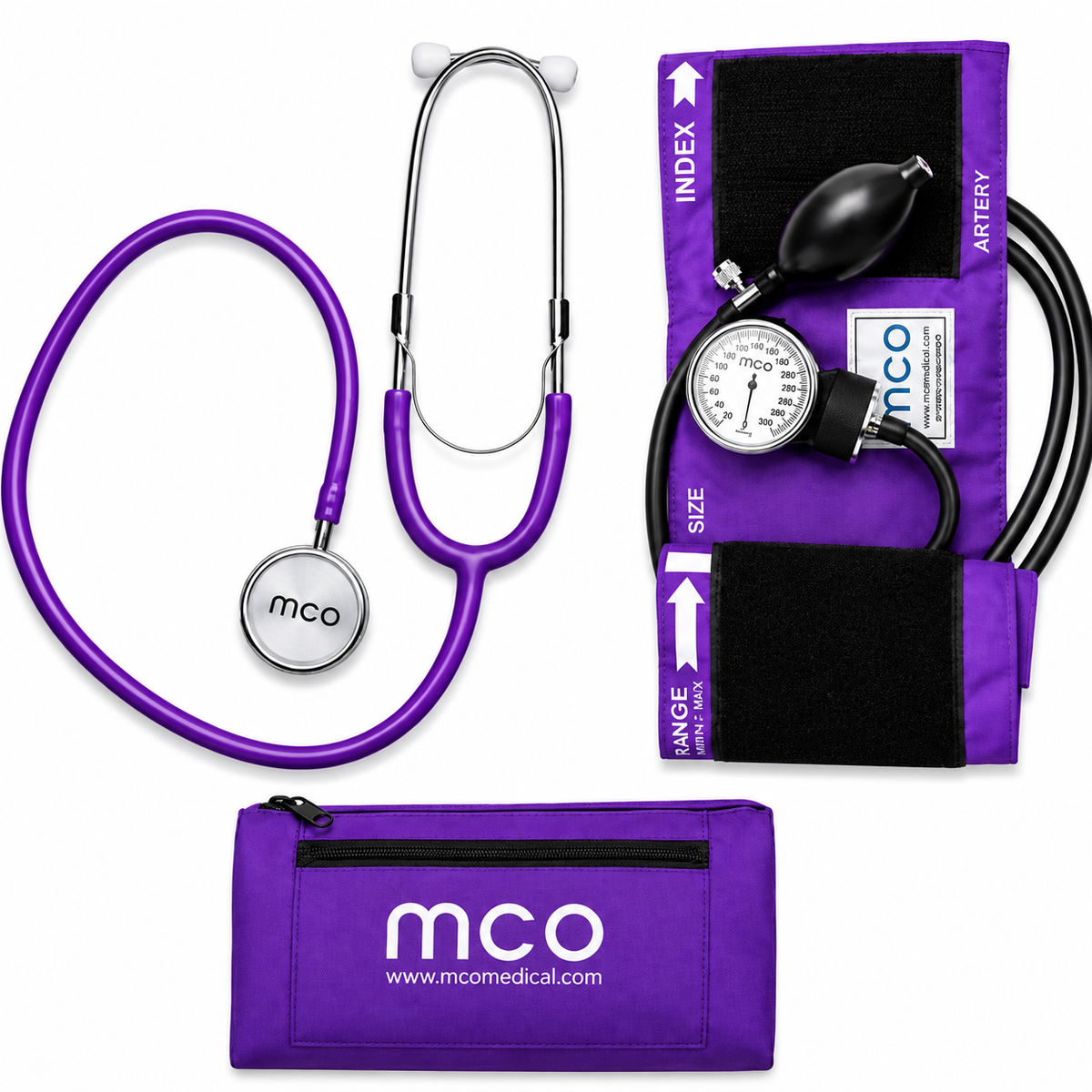 KIT FONENDO + TENSIOMETRO DOBLE CAMPANA ESTUCHE COLOR PURPURA REF MC-20A-ST15 - MCO