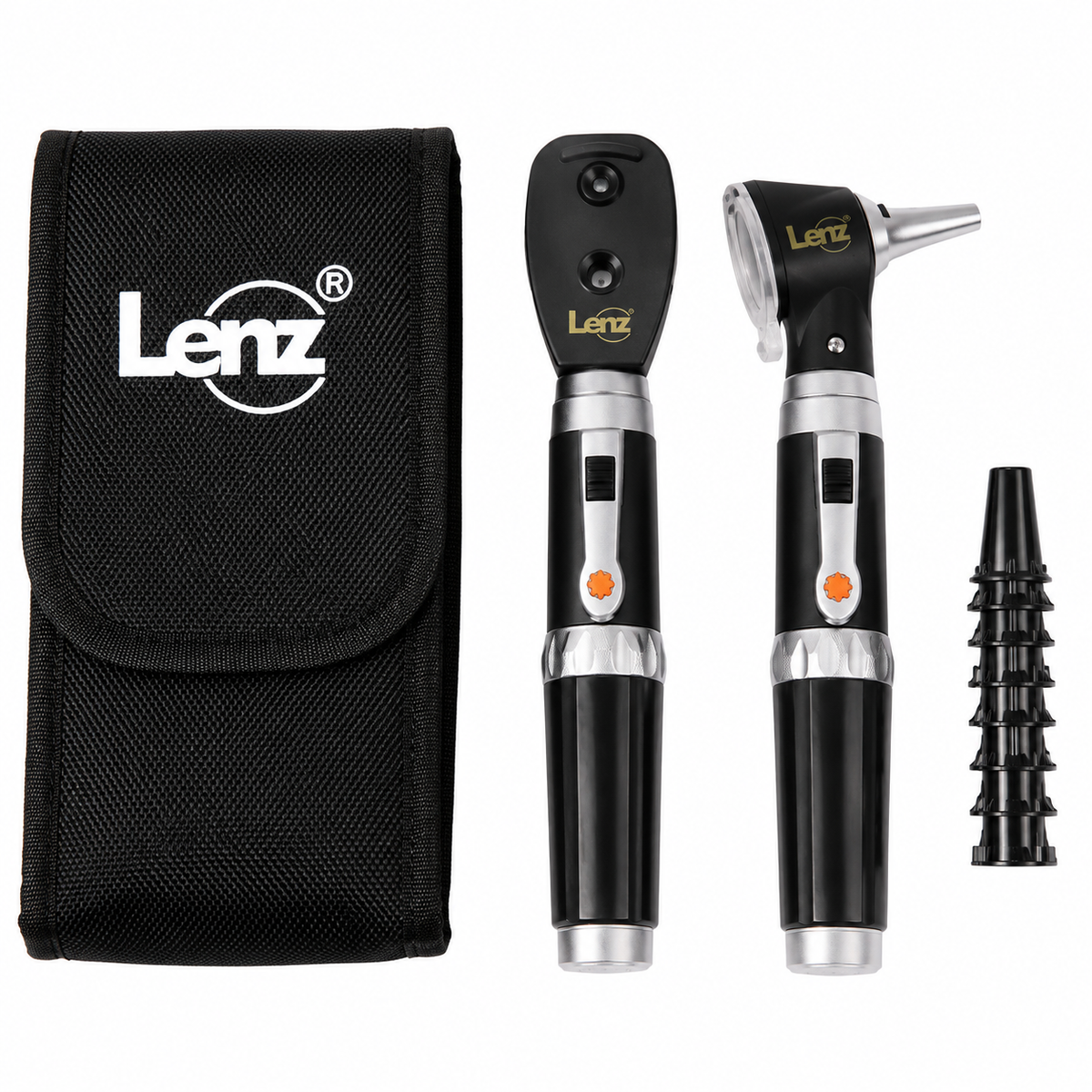 Kit de órganos de los sentidos Lenz referencia GZ-10, diseñado para apoyar la evaluación de oído, nariz, garganta y otras áreas de exploración.