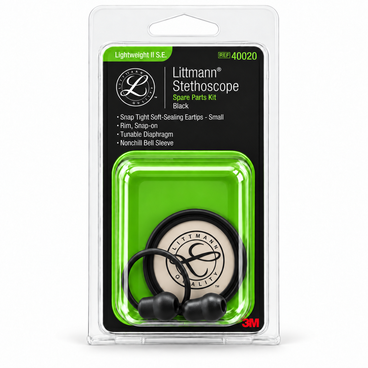 Kit de repuesto 3M Littmann color negro, compatible con estetoscopios Classic III y Cardiology IV.