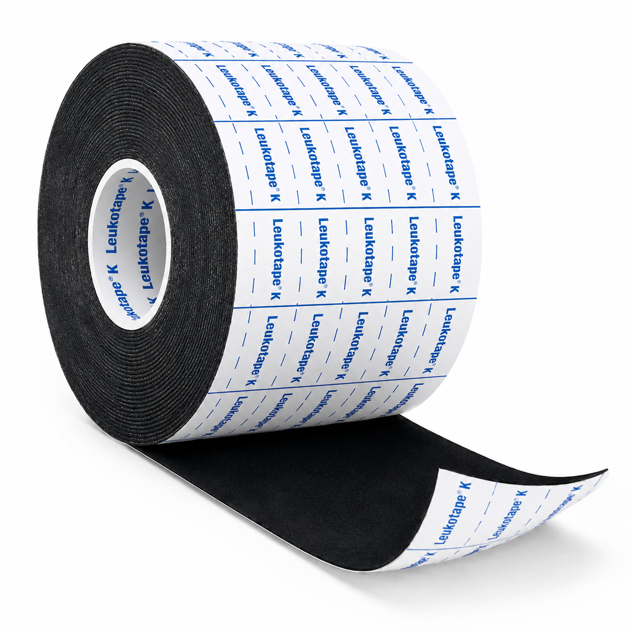 Cinta adhesiva médica Leukotape K de 5 cm x 5 m color negro, diseñada para soporte y vendaje funcional.