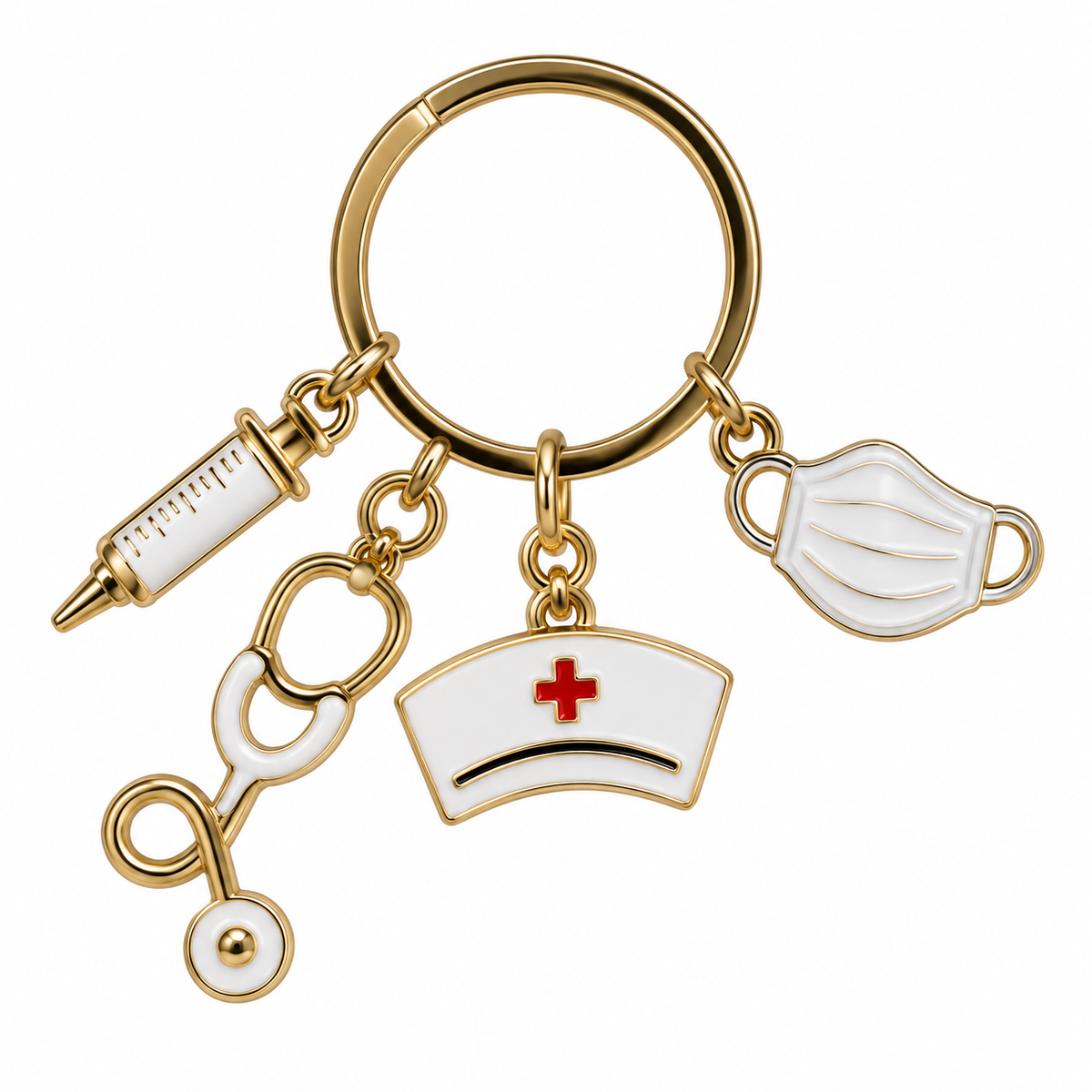 Llavero de enfermería GMD color blanco, referencia GMD-KC-152, diseñado como accesorio práctico para uso diario.