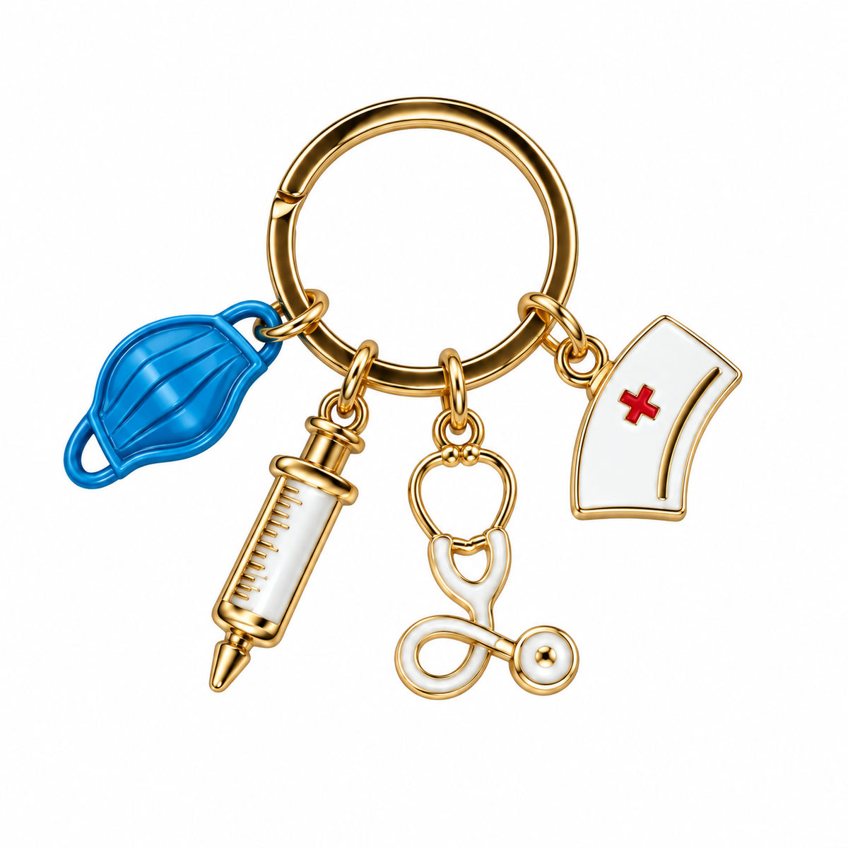 Llavero de enfermería GMD color azul, referencia GMD-KC-12, práctico para complementar el uniforme y llevar pequeños accesorios.
