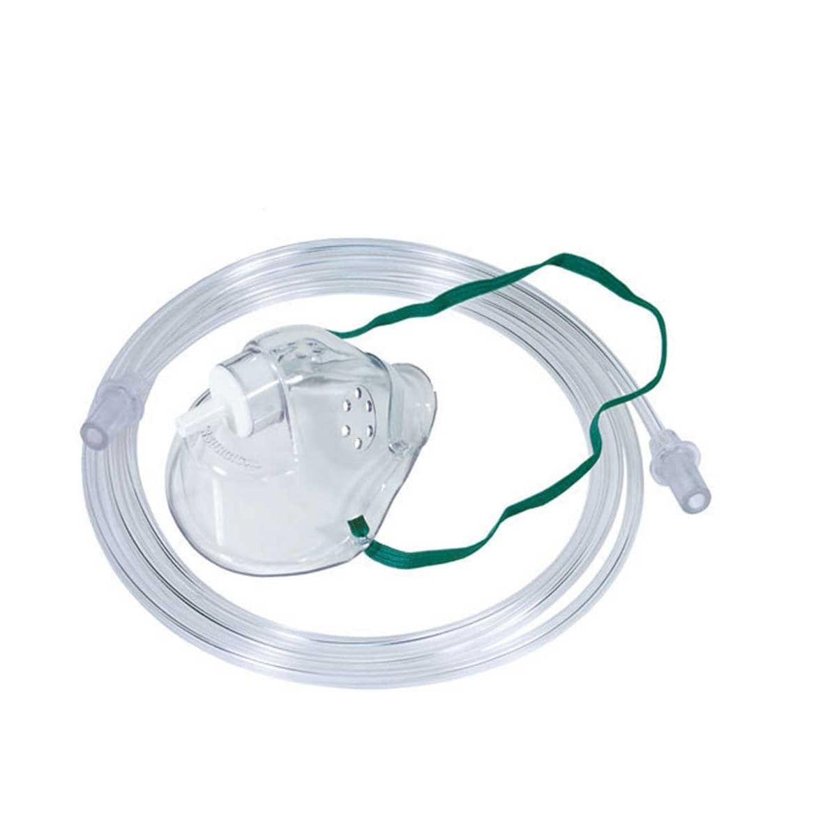 Máscara pediátrica de oxígeno Life Care FT-GC-08, transparente, de PVC atóxico, con clip nasal y manguera de 2 metros.