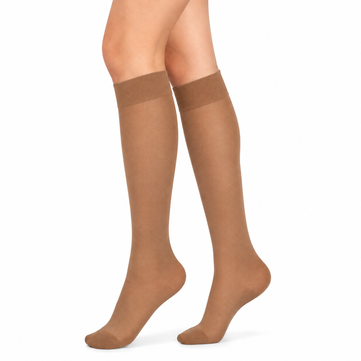 Media antifatiga transparente para dama hasta la rodilla, compresión 8-15 mmHg, talla M color visón.