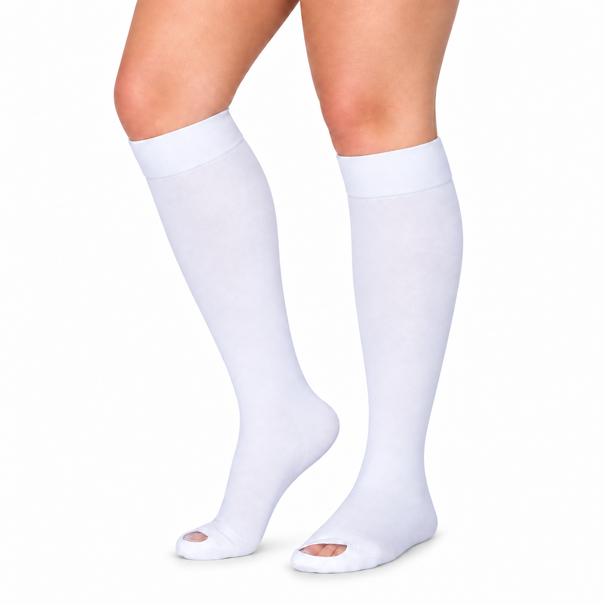 Media antiembólica No-Varix hasta la rodilla, talla XL, color blanco, referencia 1010-9756, diseñada para brindar compresión y soporte en la pierna.