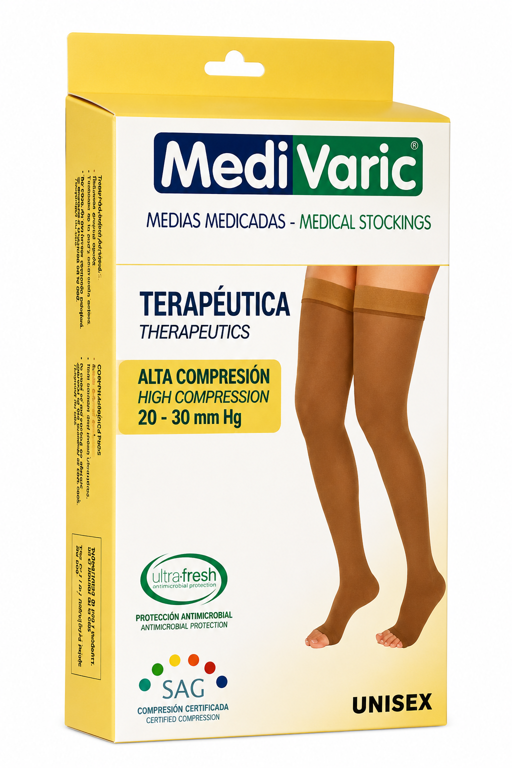 Medias De Compresión Muslo Opacas 20-30mmHg Unisex T-XL Beige - Medivaric