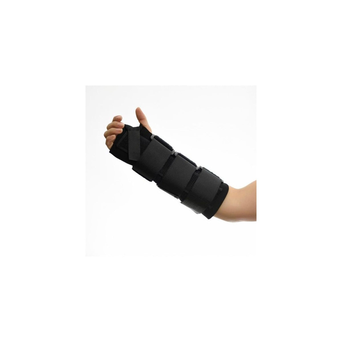 Muñequera doble férula izquierda larga 16060, ortopédica, con férula de aluminio, acolchada, color negro, tamaño 30 cm x 27 cm.