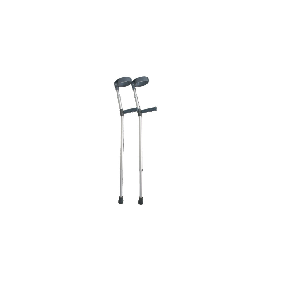 Muleta canadiense de doble regulación Konfort Plus, modelo KP3-856L-19, fabricada en aluminio anodizado, color plata, altura ajustable de 103 cm a 134 cm.