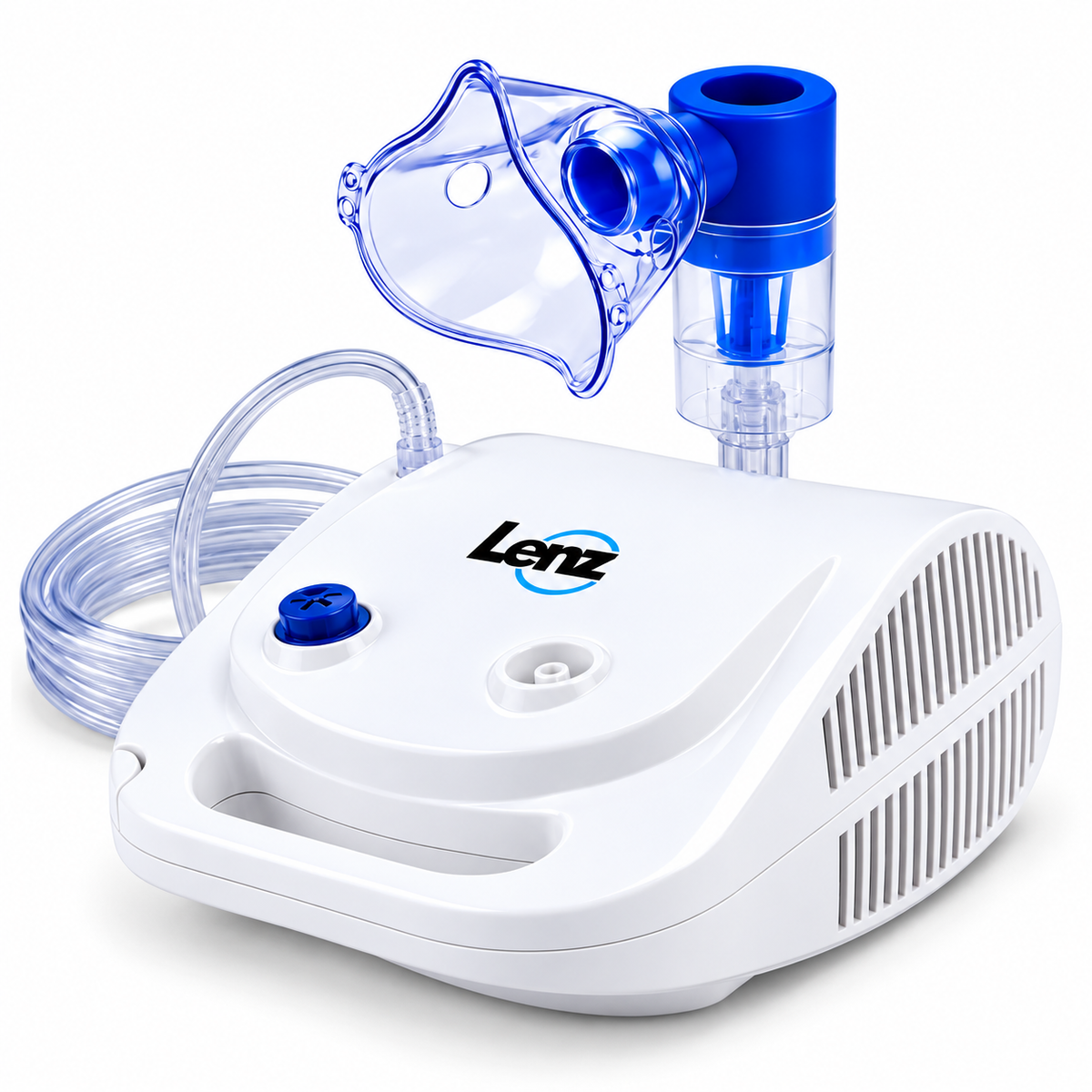 Nebulizador compresor Lenz NB-206B para adultos, diseñado para apoyar terapias respiratorias mediante nebulización.