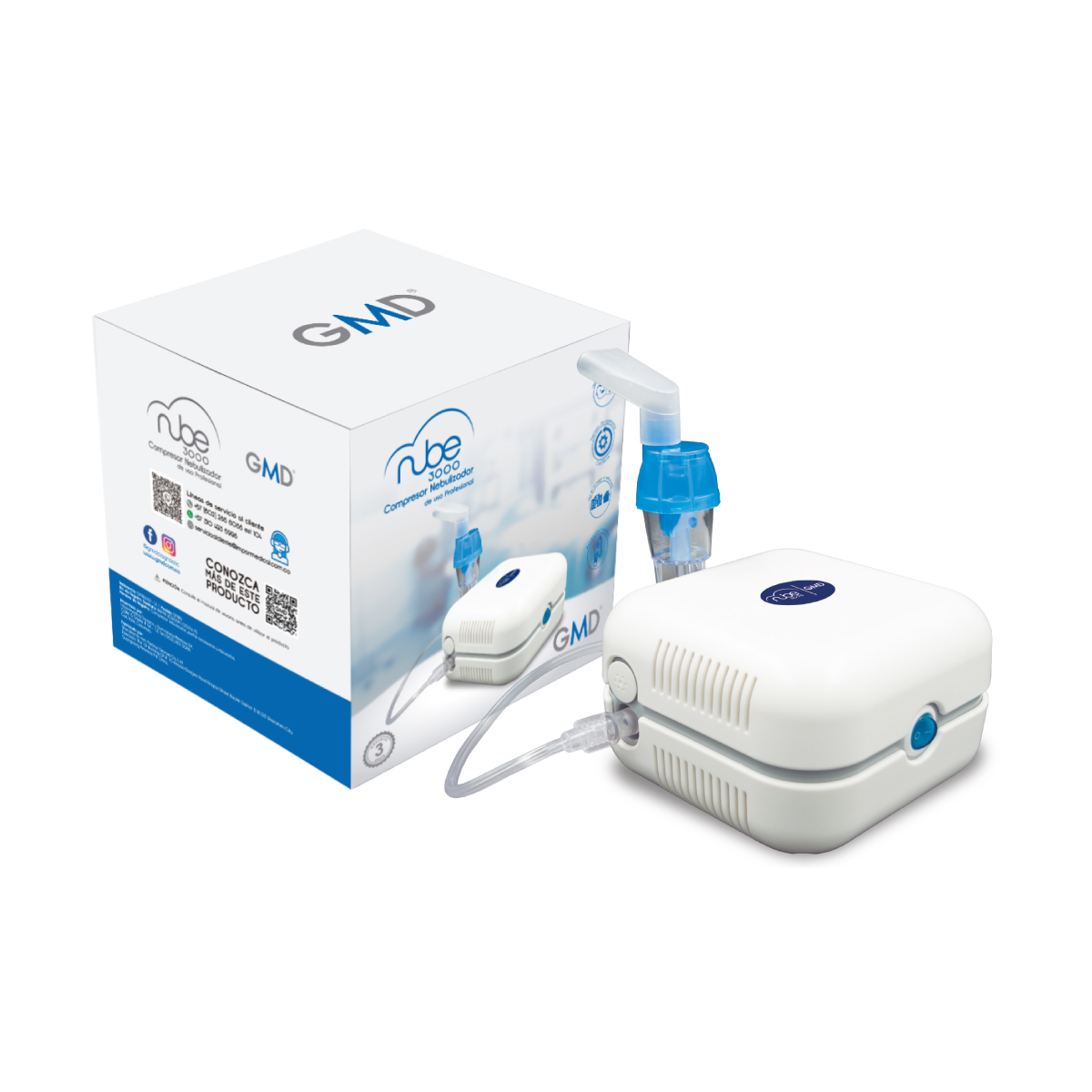 Nebulizador compresor Nube 3000 GMRN-211 para salud respiratoria y terapia de aerosol en uso domiciliario y clínico