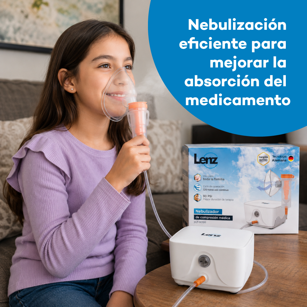 Nebulizador Lenz LT-N700 con nebulización eficiente para mejorar la absorción del medicamento